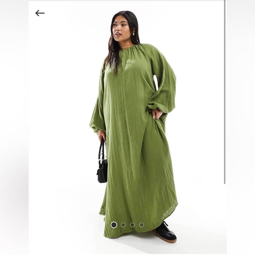 ASOS DESIGN Curve Double Cloth Trapeze Maxi Dress Olive Green Size 16